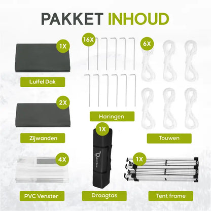 Dubbele Partytent Zijwanden 3x6m Opvouwbaar Waterdicht Weerbestendig BukkitBow Partytent BukkitBow