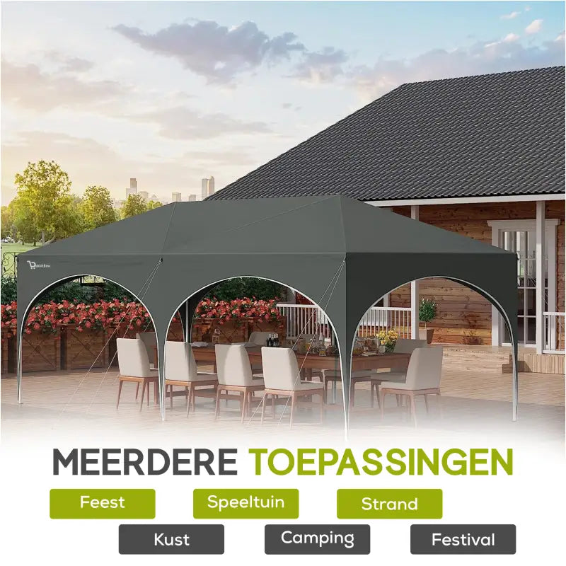 Dubbele Partytent Zijwanden 3x6m Opvouwbaar Waterdicht Weerbestendig BukkitBow Partytent BukkitBow