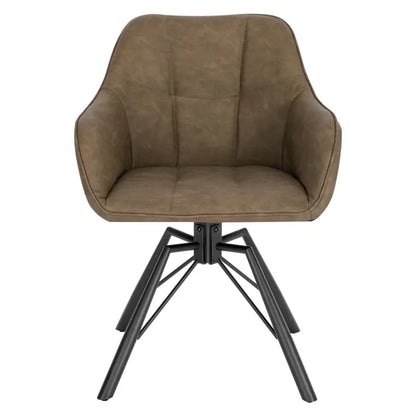 BukkitBow - Eetkamerstoel / Keukenstoel - Dik gevoerde Lederen/Fluwelen Stoel - 360 Graden Draaibaar - Zithoogte 48CM Bruin (Leder) Bruin (Leder) Eetkamerstoel BukkitBow