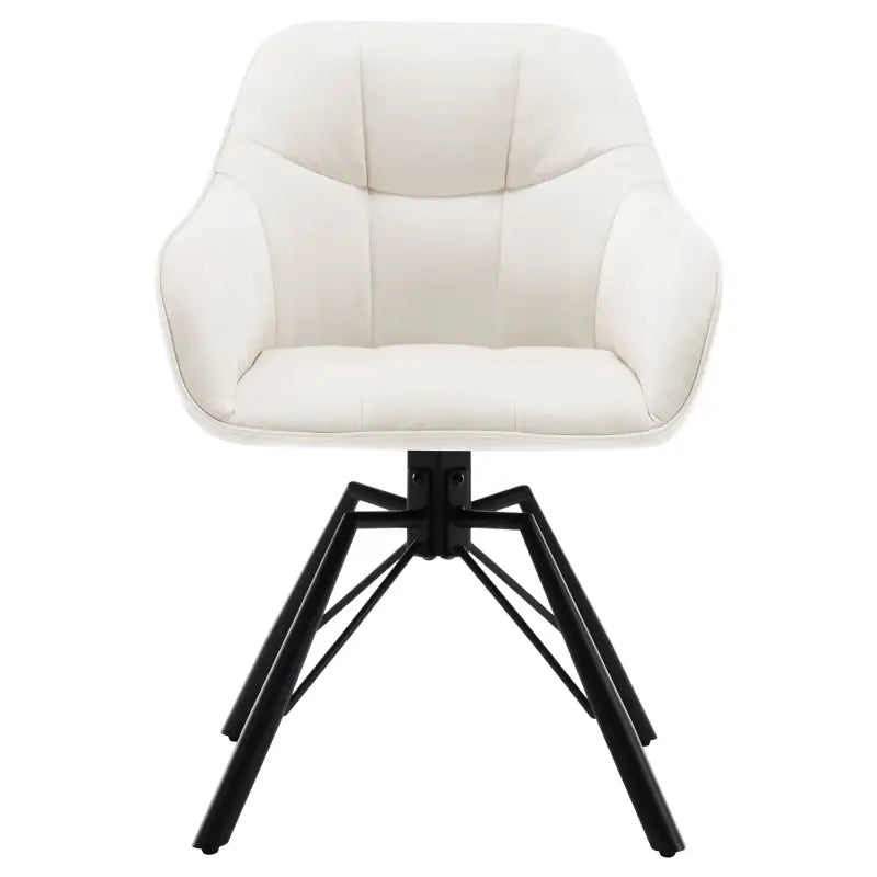 BukkitBow - Eetkamerstoel / Keukenstoel - Dik gevoerde Lederen/Fluwelen Stoel - 360 Graden Draaibaar - Zithoogte 48CM Cremé Wit (Fluweel) Cremé Wit (Fluweel) Eetkamerstoel BukkitBow