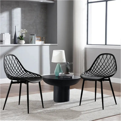 BukkitBow - Eetkamerstoelen Set van 4 - Holle Rugleuning - Scandinavisch Design - Metalen Poten - Keukenstoelen