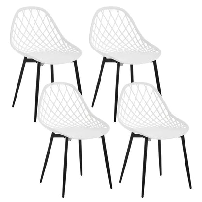 BukkitBow - Eetkamerstoelen Set van 4 - Holle Rugleuning - Scandinavisch Design - Metalen Poten - Keukenstoelen