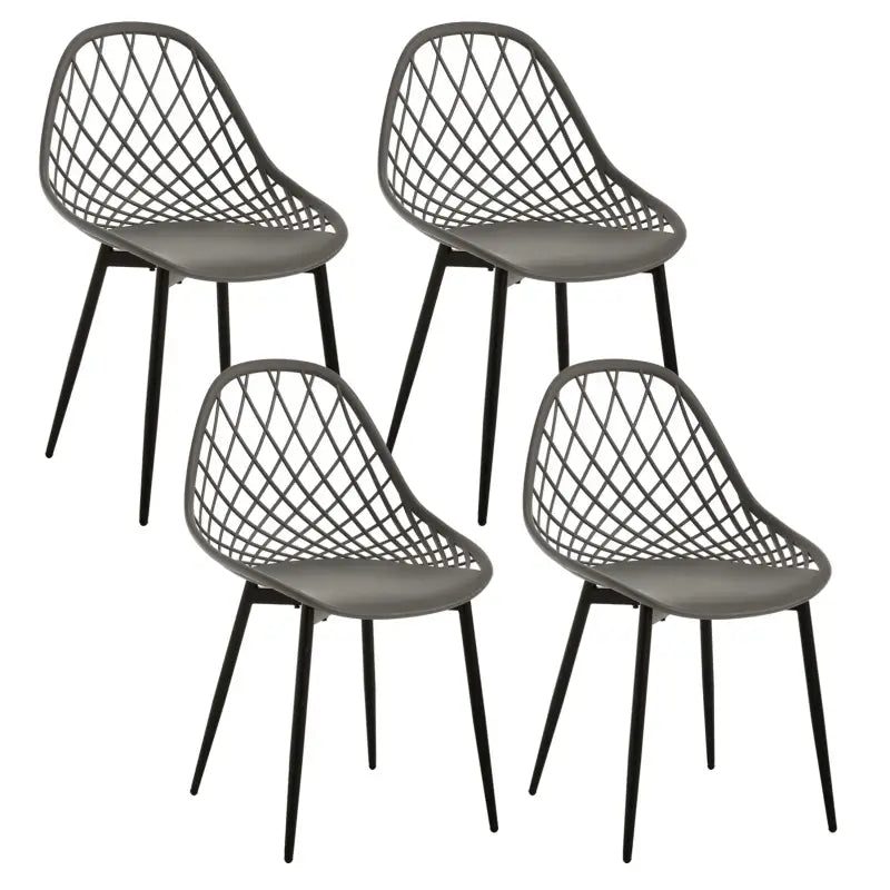 BukkitBow - Eetkamerstoelen Set van 4 - Holle Rugleuning - Scandinavisch Design - Metalen Poten - Keukenstoelen