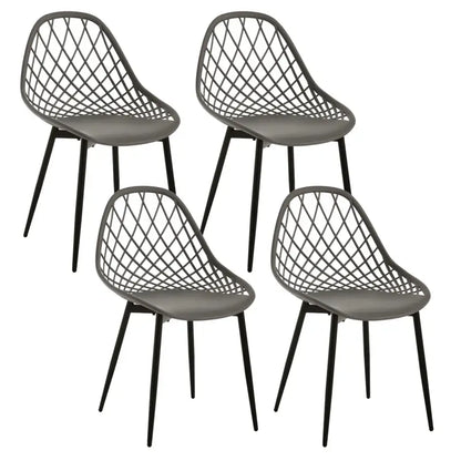 BukkitBow - Eetkamerstoelen Set van 4 - Holle Rugleuning - Scandinavisch Design - Metalen Poten - Keukenstoelen