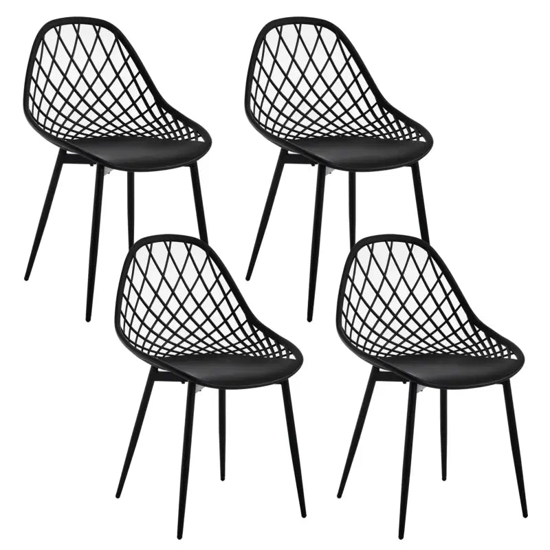 BukkitBow - Eetkamerstoelen Set van 4 - Holle Rugleuning - Scandinavisch Design - Metalen Poten - Keukenstoelen