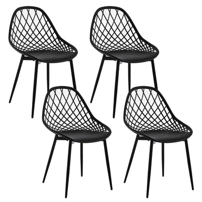 BukkitBow - Eetkamerstoelen Set van 4 - Holle Rugleuning - Scandinavisch Design - Metalen Poten - Keukenstoelen