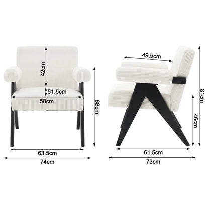 BukkitBow - Fauteuil van Corduroy - Rubberwood Poten - Comfortabel Design - Modern Middeleeuws Stijl