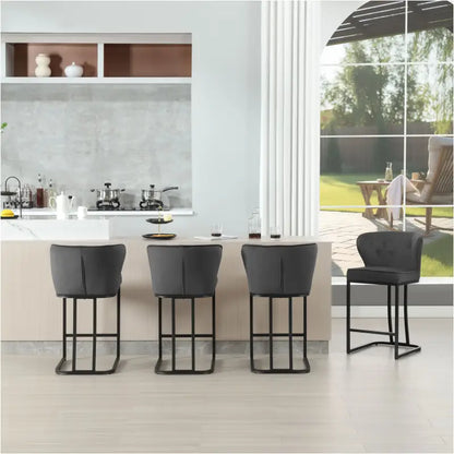 BukkitBow - Gestoffeerde Barkrukken – Aanrechtkruk - Barkruk met Voetsteun – Ideaal voor Keukeneiland - Set van 2 Stuks