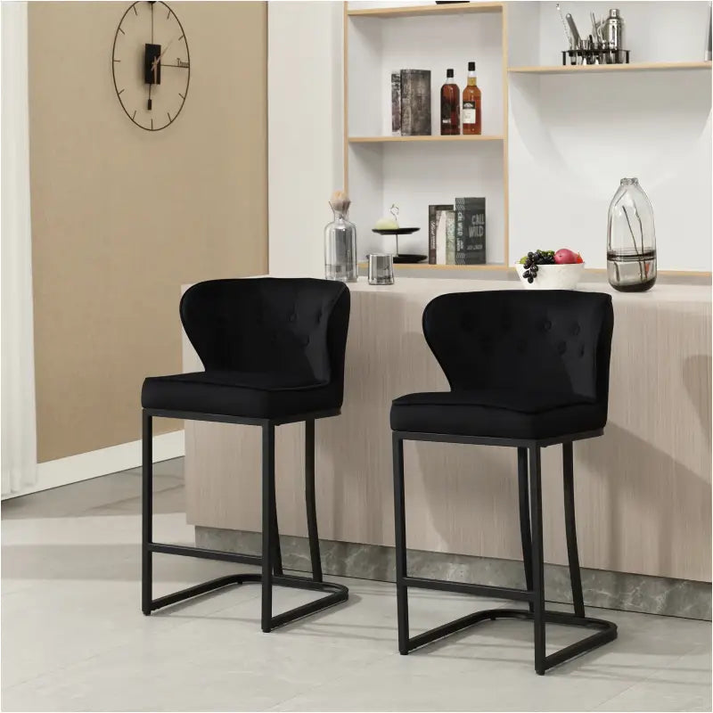 BukkitBow - Gestoffeerde Barkrukken – Aanrechtkruk - Barkruk met Voetsteun – Ideaal voor Keukeneiland - Set van 2 Stuks