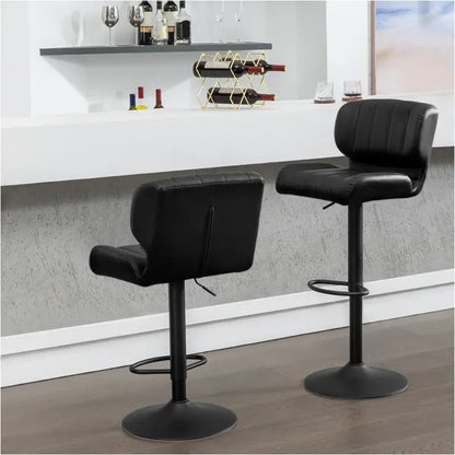 BukkitBow - Hoge Kunstlederen Barkrukken - Van Kunstleer met Rugleuning en Voetensteun (64-85CM Hoogte) - Set van 2 Stuks