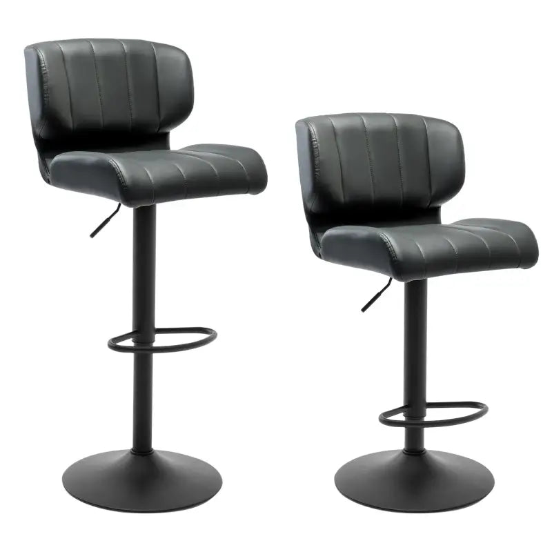 BukkitBow - Hoge Kunstlederen Barkrukken - Van Kunstleer met Rugleuning en Voetensteun (64-85CM Hoogte) - Set van 2 Stuks