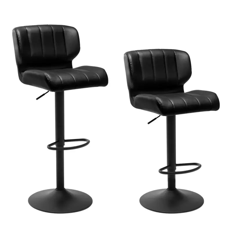 BukkitBow - Hoge Kunstlederen Barkrukken - Van Kunstleer met Rugleuning en Voetensteun (64-85CM Hoogte) - Set van 2 Stuks