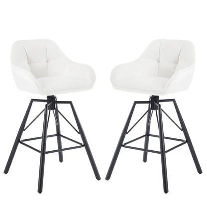 BukkitBow - Hoge Luxe Barkrukken Velvet / Vluweel - Met rugleuning en Armleuning met Patroon en Voetensteun - 360 Graden Draaibaar - Set van 2 Stuks