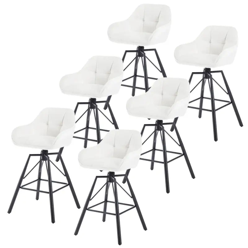 BukkitBow - Hoge Luxe Barkrukken Velvet / Vluweel - Met rugleuning en Armleuning met Patroon en Voetensteun - 360 Graden Draaibaar - Set van 6 Stuks