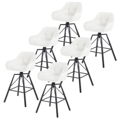 BukkitBow - Hoge Luxe Barkrukken Velvet / Vluweel - Met rugleuning en Armleuning met Patroon en Voetensteun - 360 Graden Draaibaar - Set van 6 Stuks