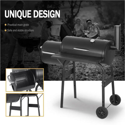 BukkitBow - Houtskoolbarbecue - BBQ van Staal - 3 Grillroosters - 115x53x114 cm - met Uitlaat
