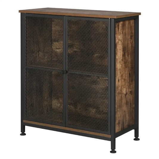 BukkitBow - Industriële Dressoir - Ruime Opbergruimte - Combinatie van Staal en Hout - Eenvoudige Montage - 70x30x80CM