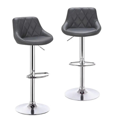 BukkitBow - Industriële Velvet Barkruk met Rugleuning en Verstelbare Zithoogte - Set van 2 Stuks - 60-82CM