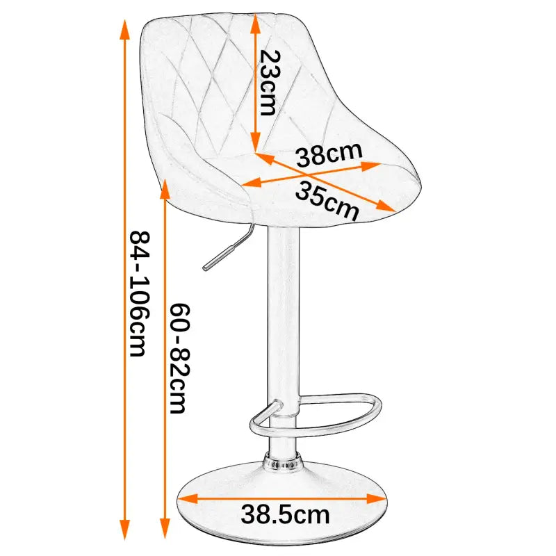 BukkitBow - Industriële Velvet Barkruk met Rugleuning en Verstelbare Zithoogte - Set van 2 Stuks - 60-82CM