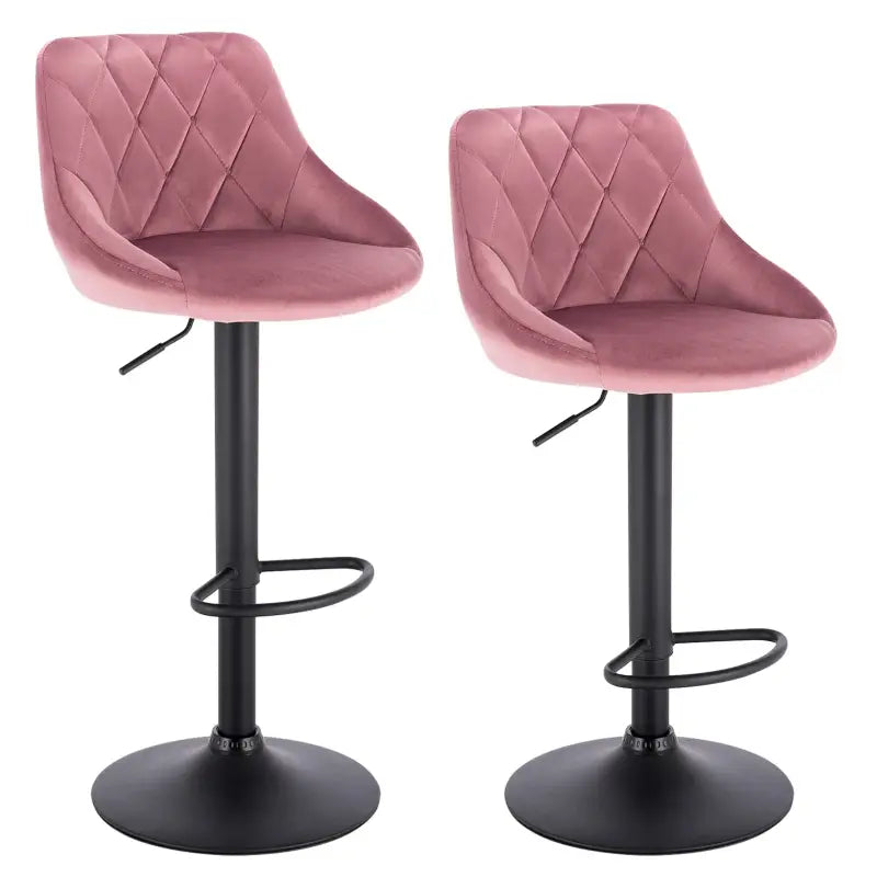 BukkitBow - Industriële Velvet Barkruk met Rugleuning en Verstelbare Zithoogte - Set van 2 Stuks - 60-82CM