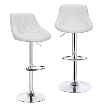 BukkitBow - Industriële Velvet Barkruk met Rugleuning en Verstelbare Zithoogte - Set van 2 Stuks - 60-82CM