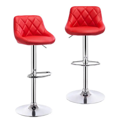 BukkitBow - Industriële Velvet Barkruk met Rugleuning en Verstelbare Zithoogte - Set van 2 Stuks - 60-82CM