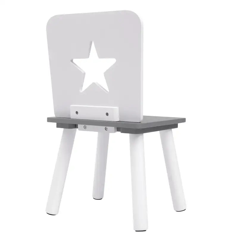 BukkitBow – Kinder Tafel en Stoelen Set – Pijnhout Materiaal– Wit met Grijs – 59.5x46 cm - Tafel met Opbergvak