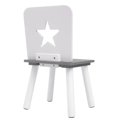 BukkitBow – Kinder Tafel en Stoelen Set – Pijnhout Materiaal– Wit met Grijs – 59.5x46 cm - Tafel met Opbergvak
