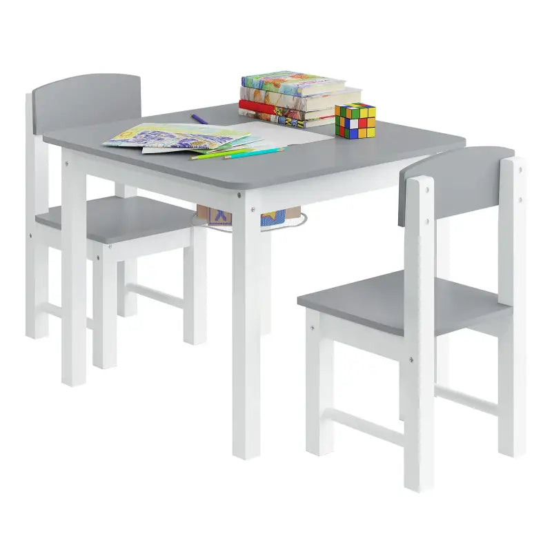 BukkitBow - Kindertafel met Stoelen / Kindermeubelset met Omkeerbare Bouwplaat - Inclusief Opbergruimte - Makkelijk Schoonmaken - Tafel: 60x48x60cm