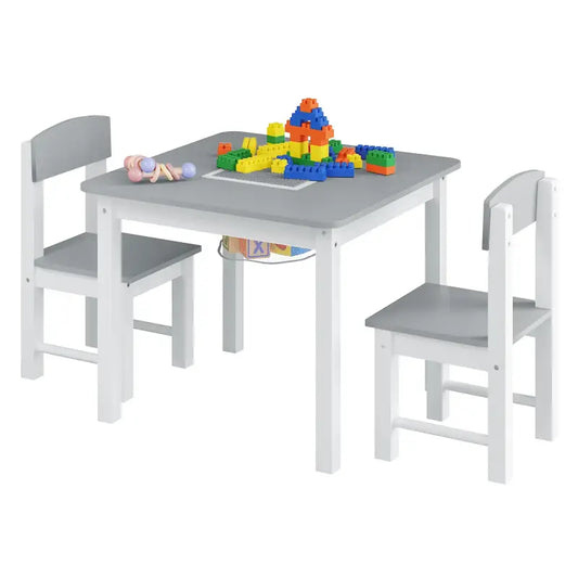 BukkitBow - Kindertafel met Stoelen / Kindermeubelset met Omkeerbare Bouwplaat - Inclusief Opbergruimte - Makkelijk Schoonmaken - Tafel: 60x48x60cm