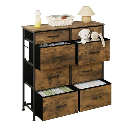 BukkitBow - Ladekast - Gefabriceerd Hout en Metaal - 8 Stoffen Lades - Industrieel - Multifunctioneel Ladekast BukkitBow