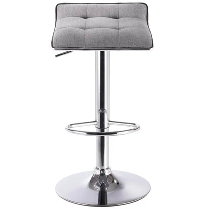 BukkitBow - Linnen Barkruk - Verchroomd Stalen Frame - 360 Graden Draaibaar - In Hoogte Verstelbaar - Modern Design - Zithoogte: 62-84CM