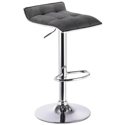 BukkitBow - Linnen Barkruk - Verchroomd Stalen Frame - 360 Graden Draaibaar - In Hoogte Verstelbaar - Modern Design - Zithoogte: 62-84CM