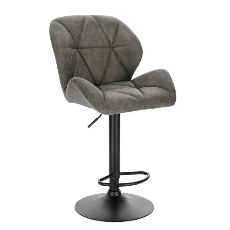 BukkitBow - Luxe Barkruk van Fluweel of Lederen - met Rugleuning en Mini Armleuning - Draaibaar en met Voetensteun - (60 - 82CM Zithoogte)