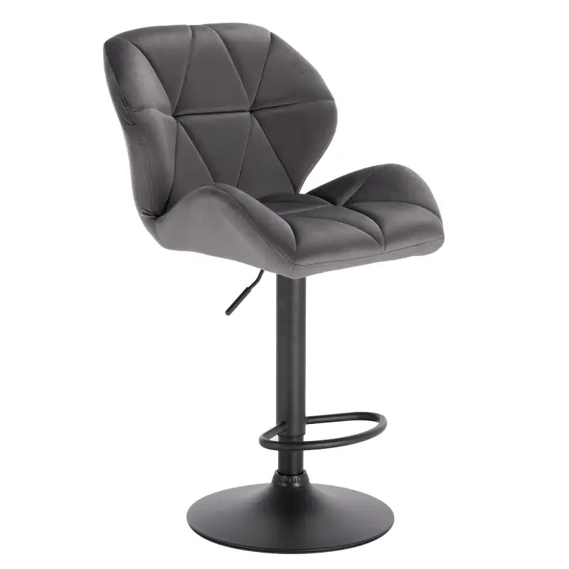 BukkitBow - Luxe Barkruk van Fluweel of Lederen - met Rugleuning en Mini Armleuning - Draaibaar en met Voetensteun - (60 - 82CM Zithoogte)