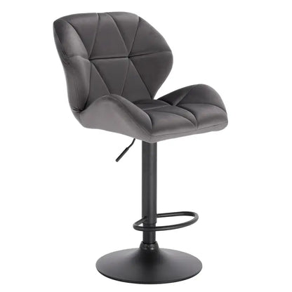 BukkitBow - Luxe Barkruk van Fluweel of Lederen - met Rugleuning en Mini Armleuning - Draaibaar en met Voetensteun - (60 - 82CM Zithoogte)