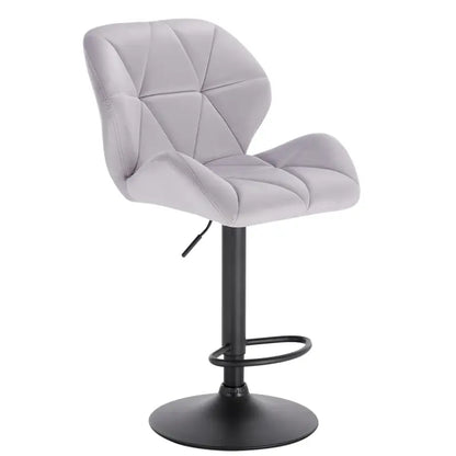 BukkitBow - Luxe Barkruk van Fluweel of Lederen - met Rugleuning en Mini Armleuning - Draaibaar en met Voetensteun - (60 - 82CM Zithoogte)