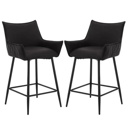 BukkitBow - Luxe Lederen Barkrukken - Met Armleuningen - Set van 2 Stuks - 62CM Hoog