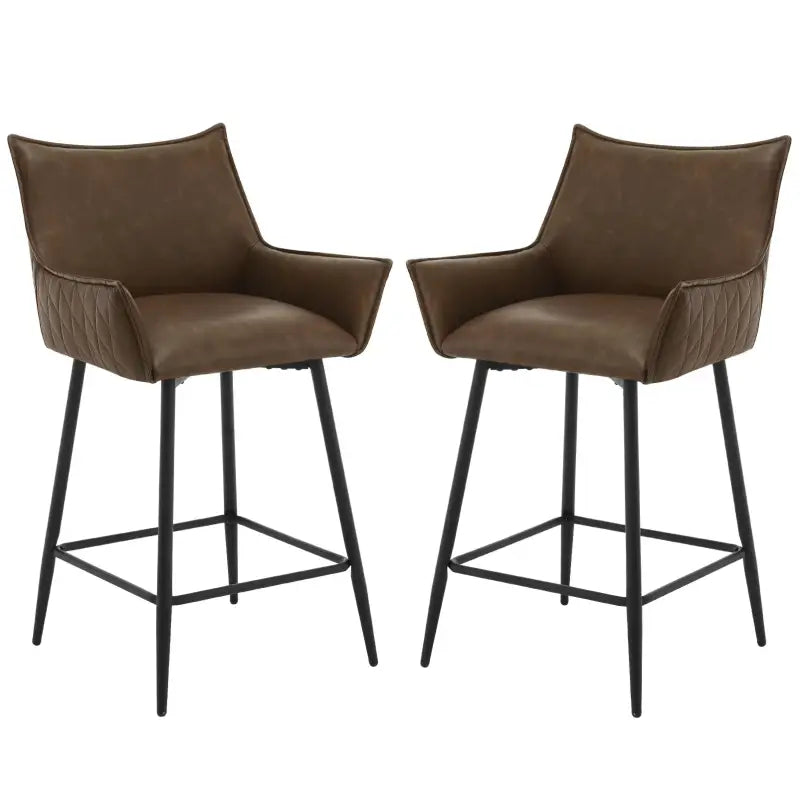 BukkitBow - Luxe Lederen Barkrukken - Met Armleuningen - Set van 2 Stuks - 62CM Hoog