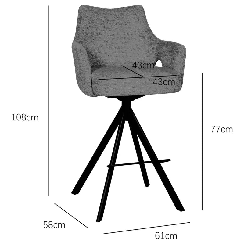 BukkitBow - Luxe Moderne Barkrukken - Draaibare Zitting - met Voetensteun - Aragon Stof - met Metalen Onderstel