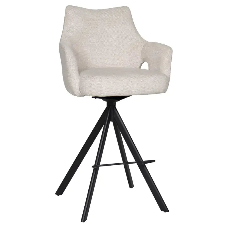 BukkitBow - Luxe Moderne Barkrukken - Draaibare Zitting - met Voetensteun - Aragon Stof - met Metalen Onderstel