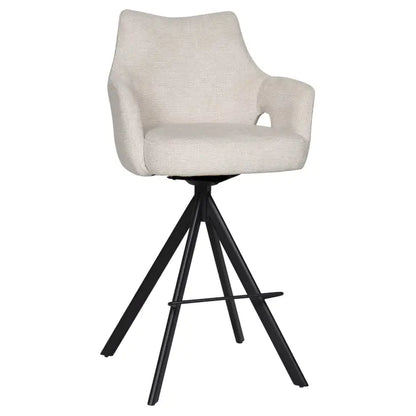 BukkitBow - Luxe Moderne Barkrukken - Draaibare Zitting - met Voetensteun - Aragon Stof - met Metalen Onderstel