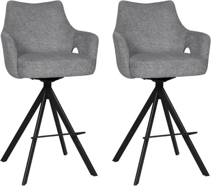 BukkitBow - Luxe Moderne Barkrukken - Draaibare Zitting - met Voetensteun - Aragon Stof - met Metalen Onderstel