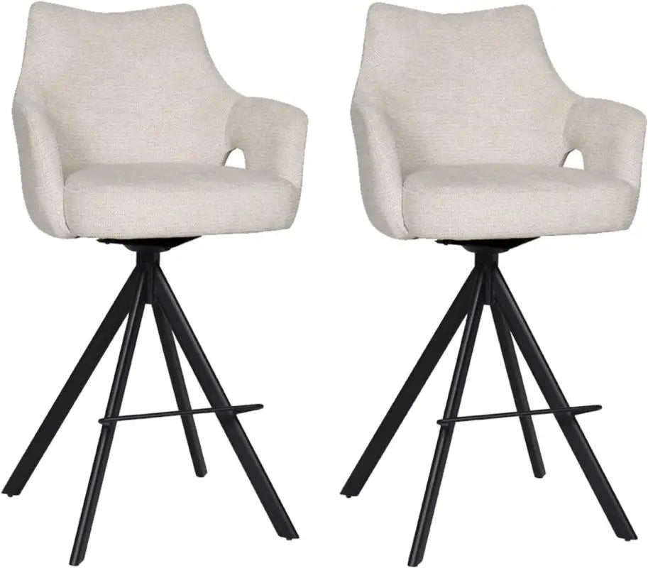 BukkitBow - Luxe Moderne Barkrukken - Draaibare Zitting - met Voetensteun - Aragon Stof - met Metalen Onderstel