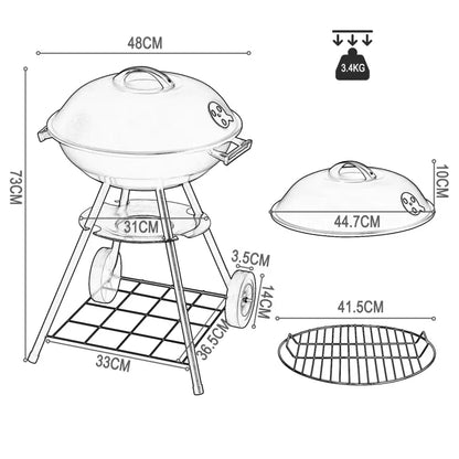 BukkitBow Mobiele Houtskoolbarbecue 44x73 Cm Metalen Kunststof Constructie Barbeque BukkitBow