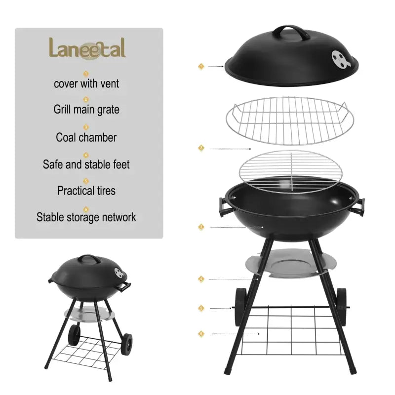 BukkitBow Mobiele Houtskoolbarbecue 44x73 Cm Metalen Kunststof Constructie Barbeque BukkitBow