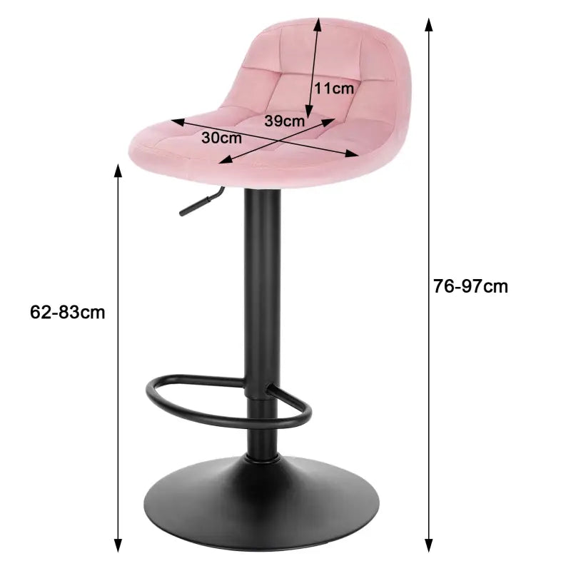 BukkitBow - Moderne Barkruk - Fluweel en Metaal - Verstelbare in Hoogte - 360° Draaibaar - Hoogdichtheidsschuim Bekleding - Draagvermogen 120kg