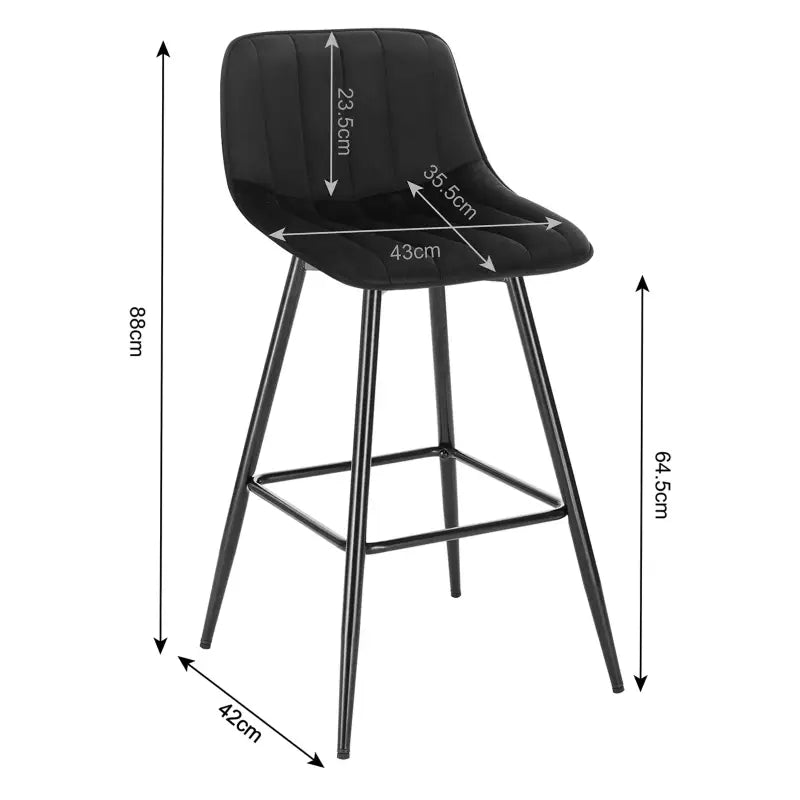 BukkitBow - Moderne Barkruk - Barkruk van Fluweel met Metaal Frame - Ergonomisch met Rugleuning - 100kg Draagvermogen - Zithoogte: 64.5CM Barkruk BukkitBow