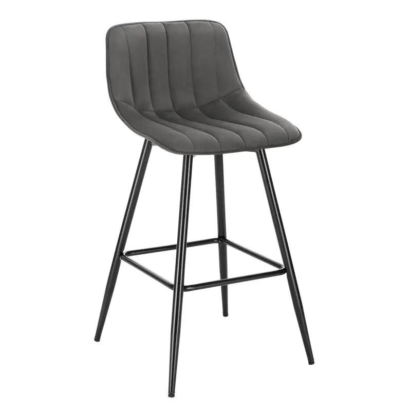 BukkitBow - Moderne Barkruk - Barkruk van Fluweel met Metaal Frame - Ergonomisch met Rugleuning - 100kg Draagvermogen - Zithoogte: 64.5CM Donker Grijs Donker Grijs Barkruk BukkitBow