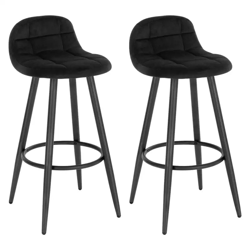 BukkitBow - Moderne Barkrukken Fluweel - Set van 2 Barkrukken - Metalen Frame - Comfortabele Stoel met Lage Rugleuning - Voetsteun - Modern Design